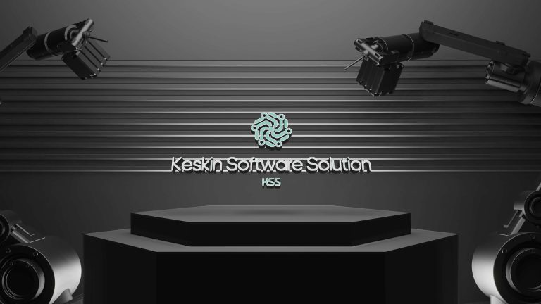 Mockup Keskin Software Solution schriftzug mit roboter armen