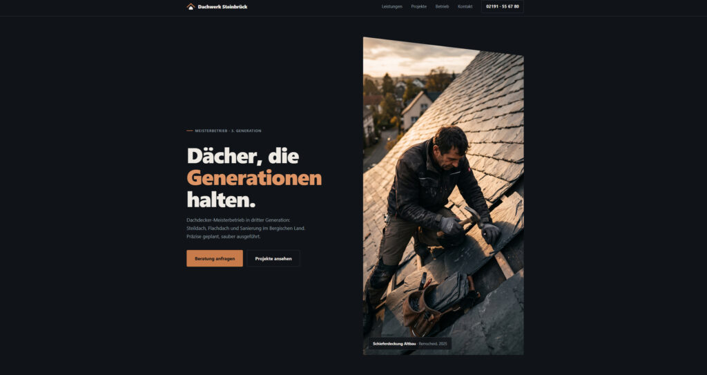 Konzept-Webdesign | Handwerk | Dachwerk Steinbrück